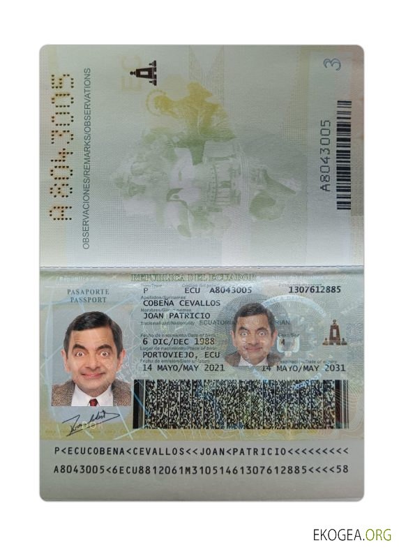 Passeport équatorien 2021 présent